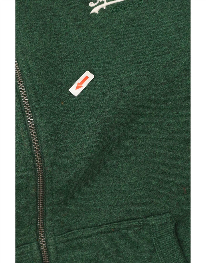 Superdry Herren-Kapuzenpullover mit Reißverschluss, mittelgrüne Baumwolle