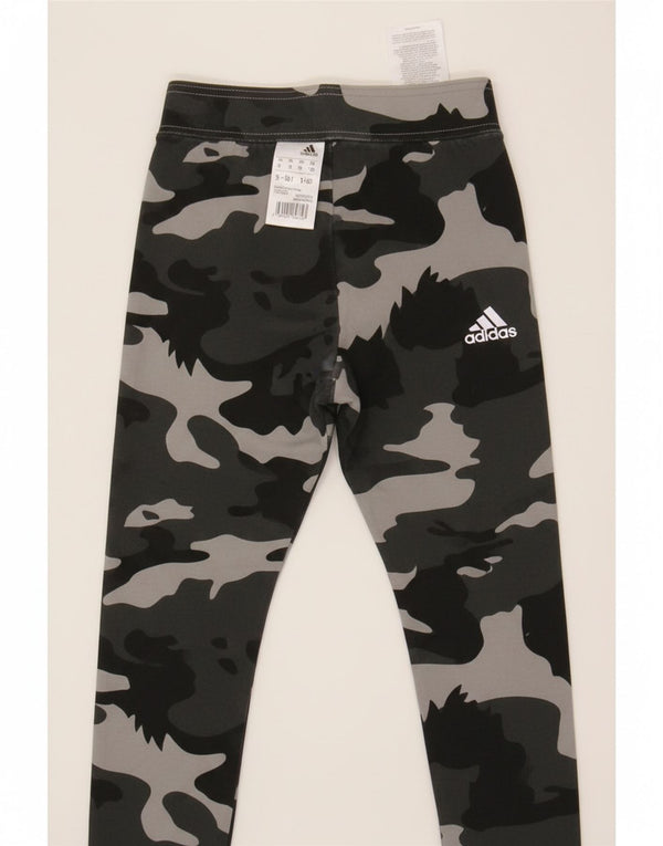 Adidas Mädchen-Leggings, 9–10 Jahre, graue Camouflage-Baumwolle