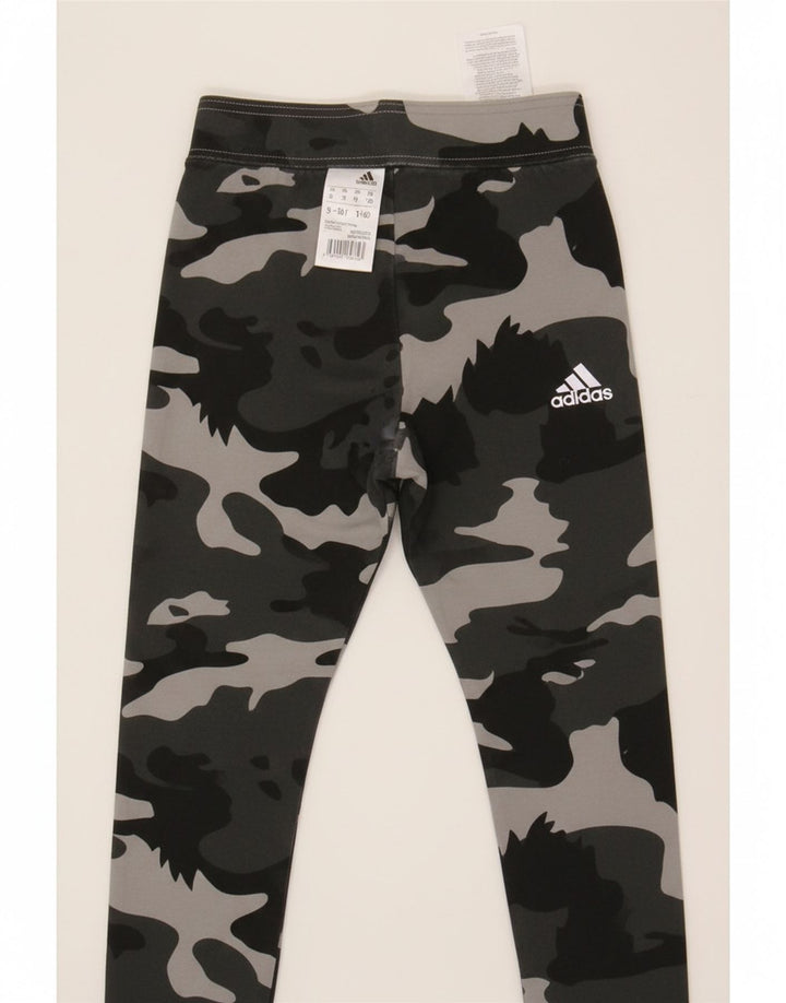 Adidas Mädchen-Leggings, 9–10 Jahre, graue Camouflage-Baumwolle