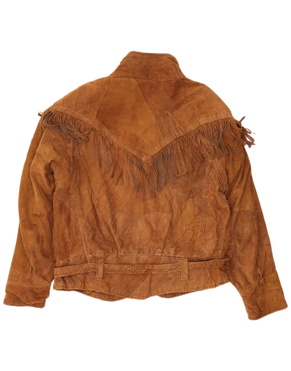 Vintage Damen Western Wildlederjacke UK 14 Mittelbraun