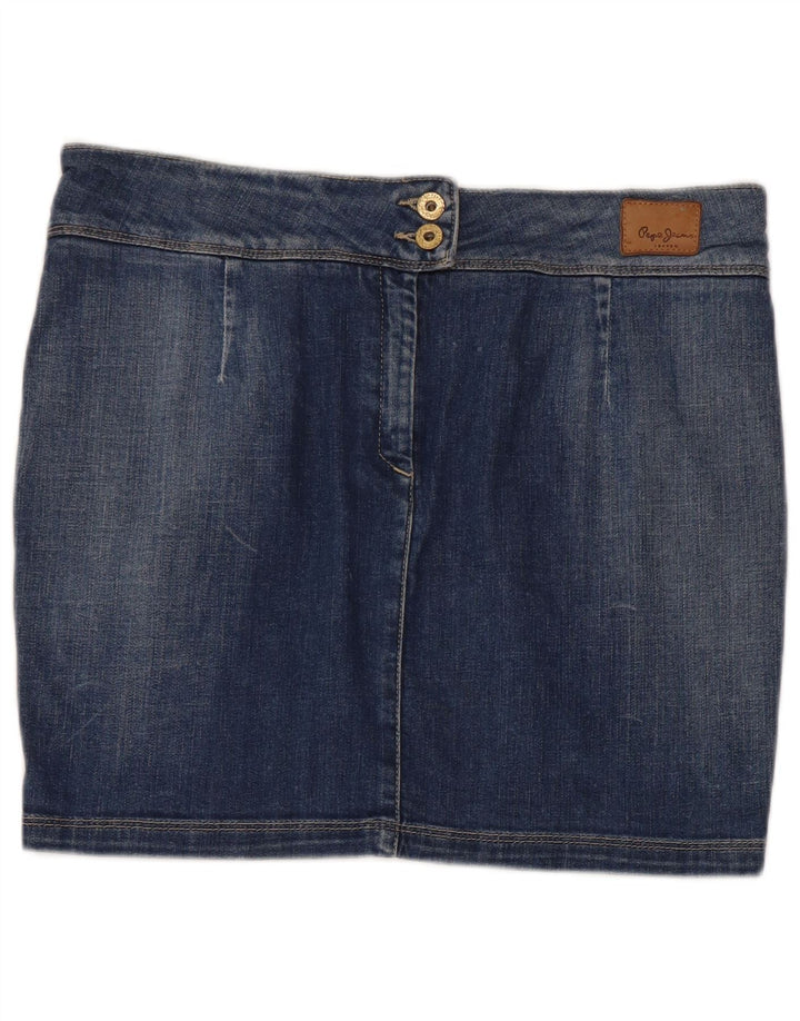 PEPE Jeans Damen-Jeans-Minirock, Größe L, W32, Blau, Baumwolle