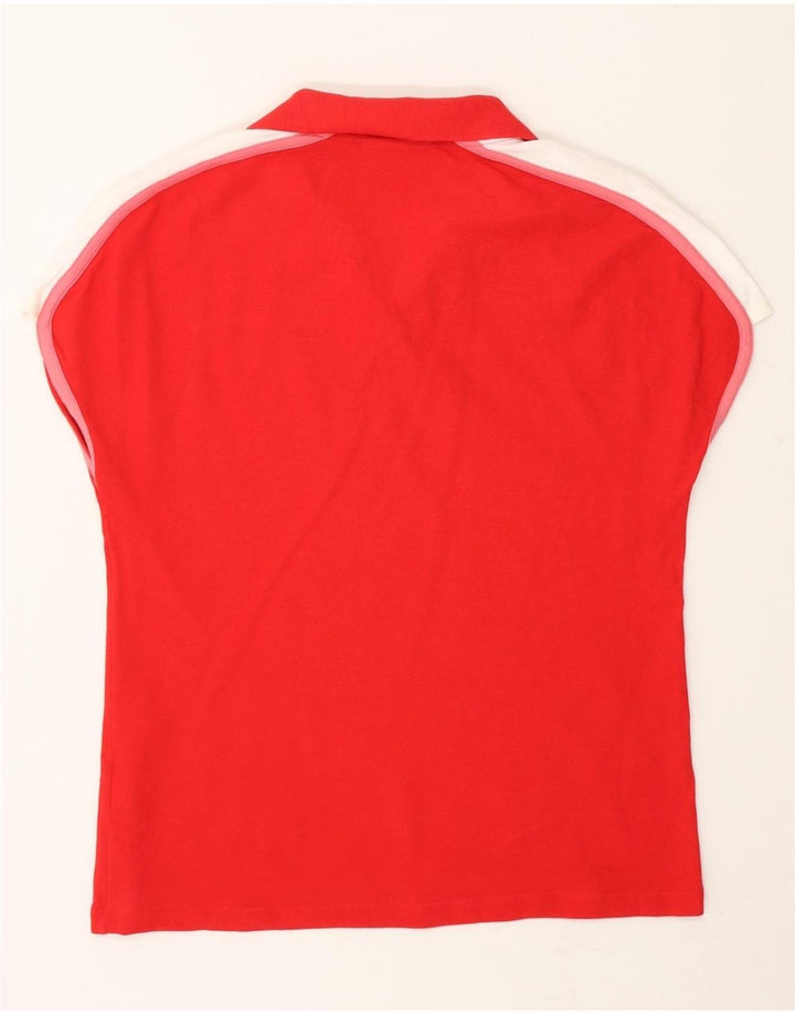 LACOSTE Womens Polo Shirt Size 40 Medium Red Colourblock Cotton