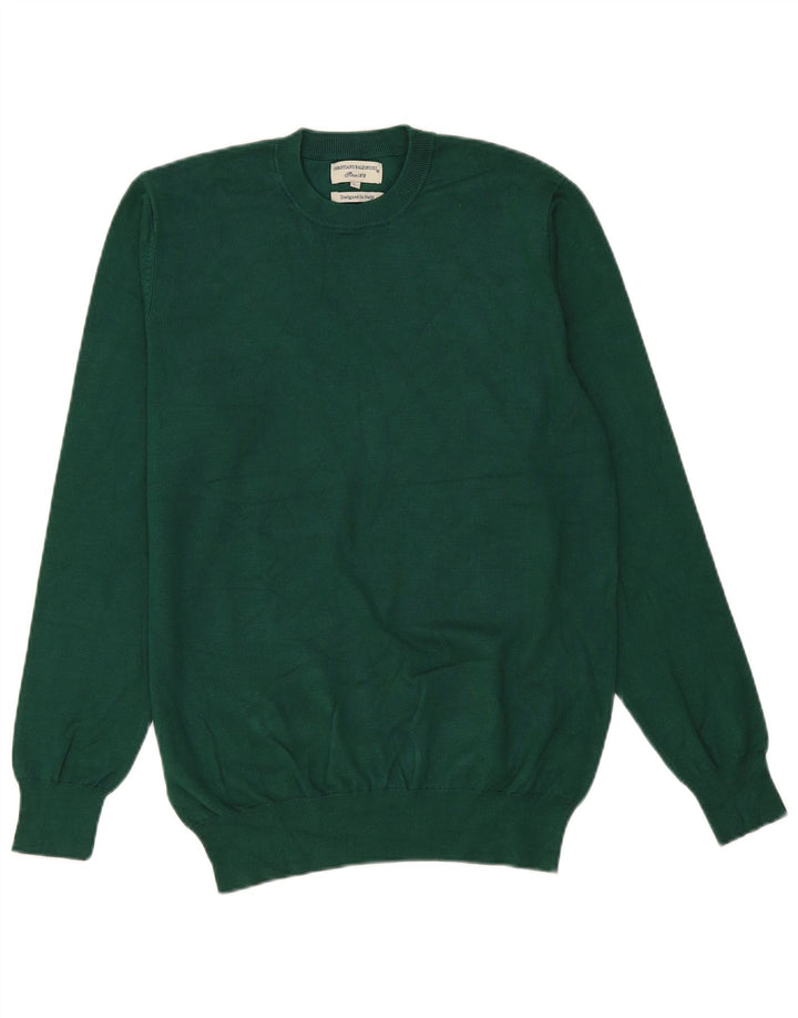 Vintage Herren Pullover mit Rundhalsausschnitt, groß, grüne Viskose