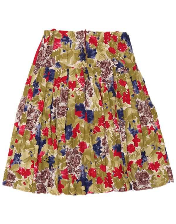 Vintage Damen Faltenrock in A-Linie IT 44 Medium W33 Khaki Floral