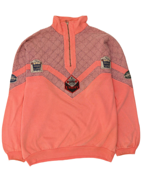 Chewan Herren-Sweatshirt mit grafischem Reißverschluss, 2XL, rosa, Colourblock-Baumwolle