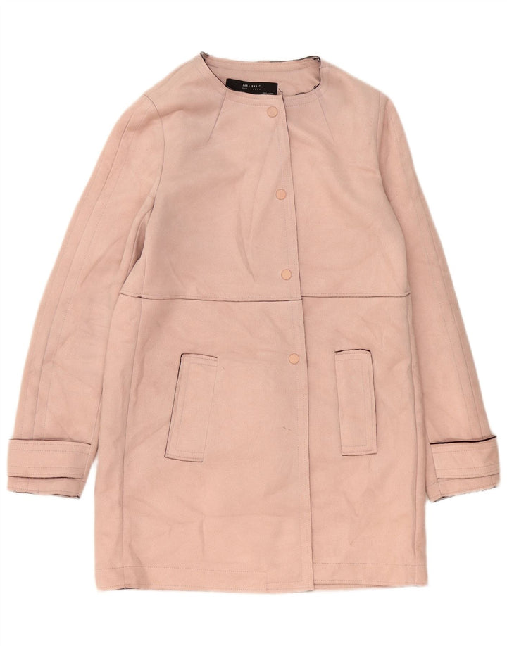 Zara Damen-Mantel aus Wildlederimitat, UK 14, Mittelrosa, Polyester
