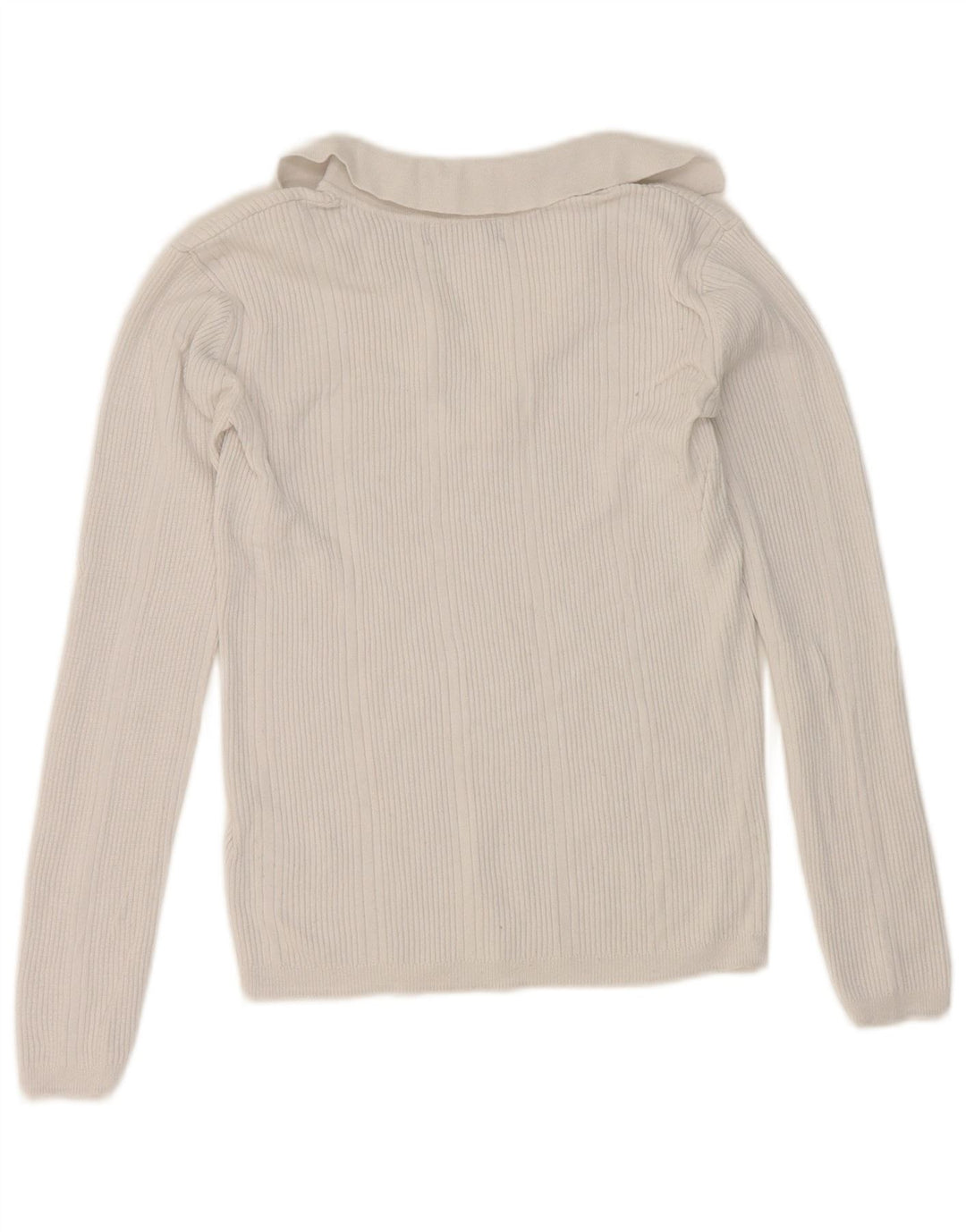 Marks & Spencer Damen Crop Langarm-Poloshirt UK 8 Small Weiß