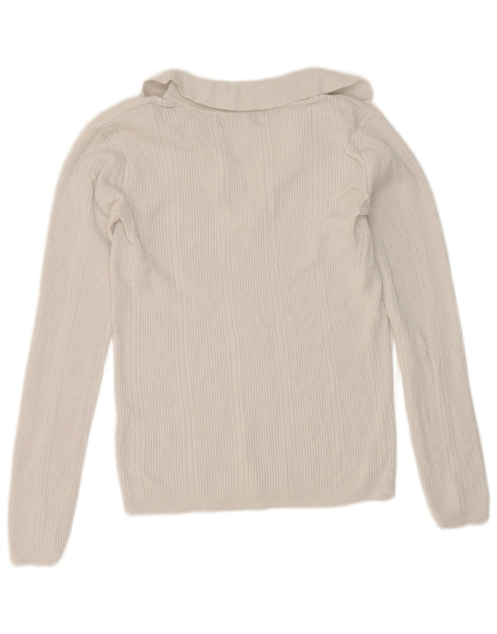 Marks & Spencer Damen Crop Langarm-Poloshirt UK 8 Small Weiß
