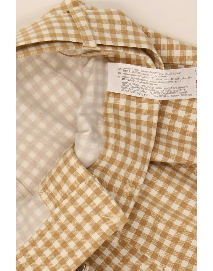 Zara Damen-Hotpants mit hoher Taille, Größe S, Größe S, Beige, Gingham-Polyester