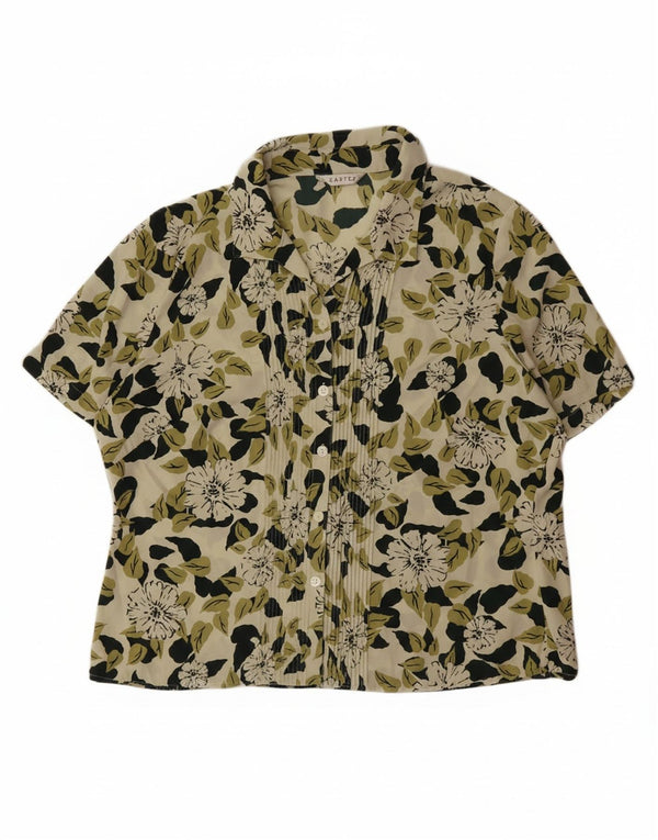 EASTEX Damen Kurzarmhemd UK 16 Großes grünes Blumenmuster aus Polyester