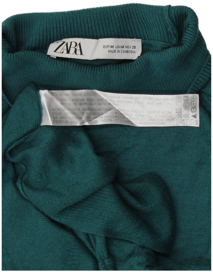 Zara Damen-Pullover mit Rollkragen, UK 14, mittelgrüne Viskose
