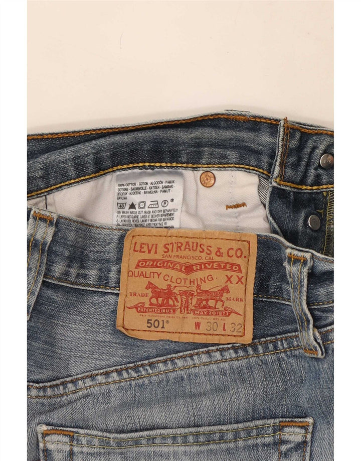 Levi's Herren 501 Distressed Straight Jeans W30 L29 Blaue Baumwolle
