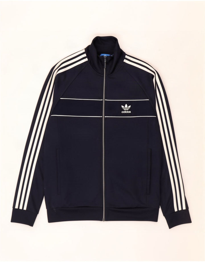 Adidas Herren-Trainingsanzug-Top-Jacke, mittelmarineblaue Baumwolle