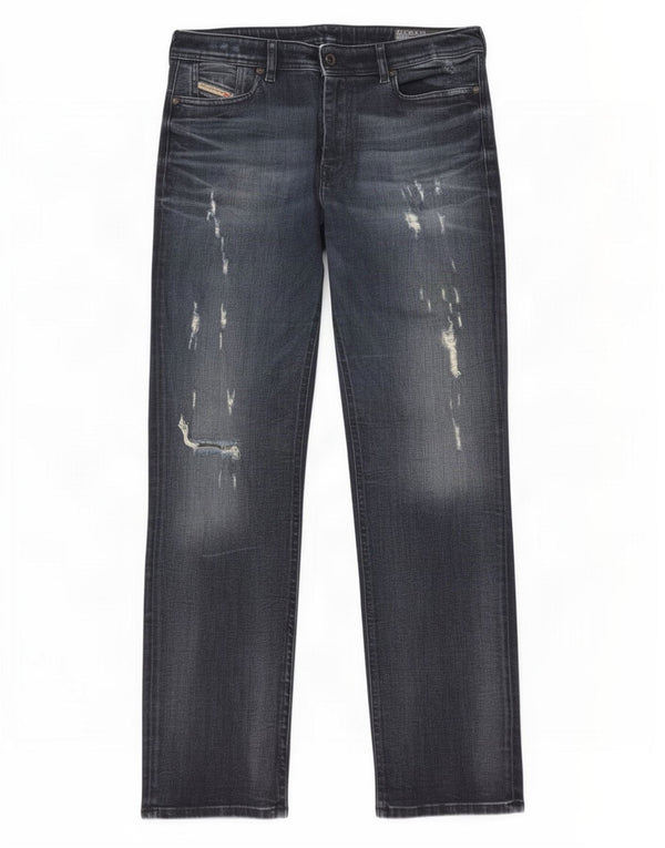 Diesel Herren Reen Distressed Regular Straight Jeans W30 L32 Blaue Baumwolle