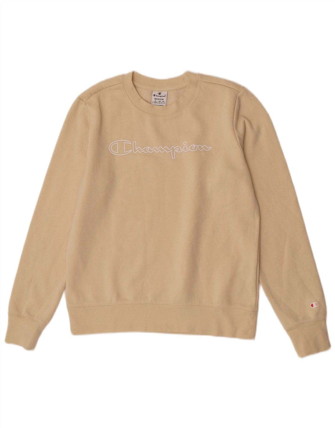 Champion Womens Graphic Sweatshirt Pullover UK 12 Mittelgelbe Baumwolle