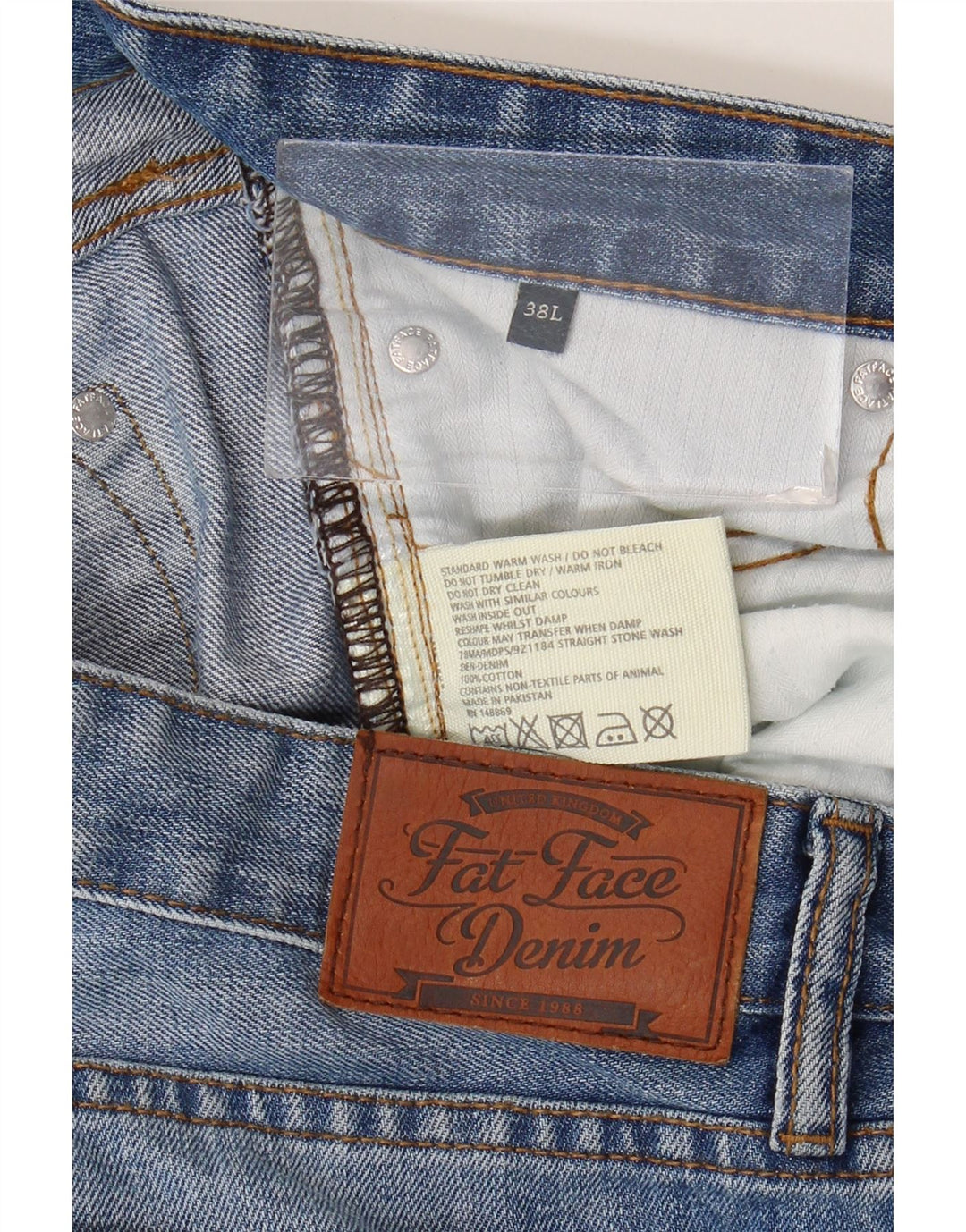 Fat Face Herren Straight Jeans W38 L29 Blaue Baumwolle
