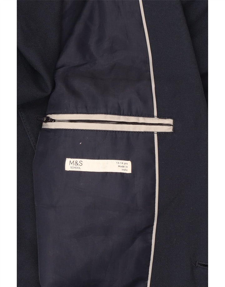 Marks & Spencer Jungen-Blazer mit 2 Knöpfen, 13–14 Jahre, marineblaues Polyester