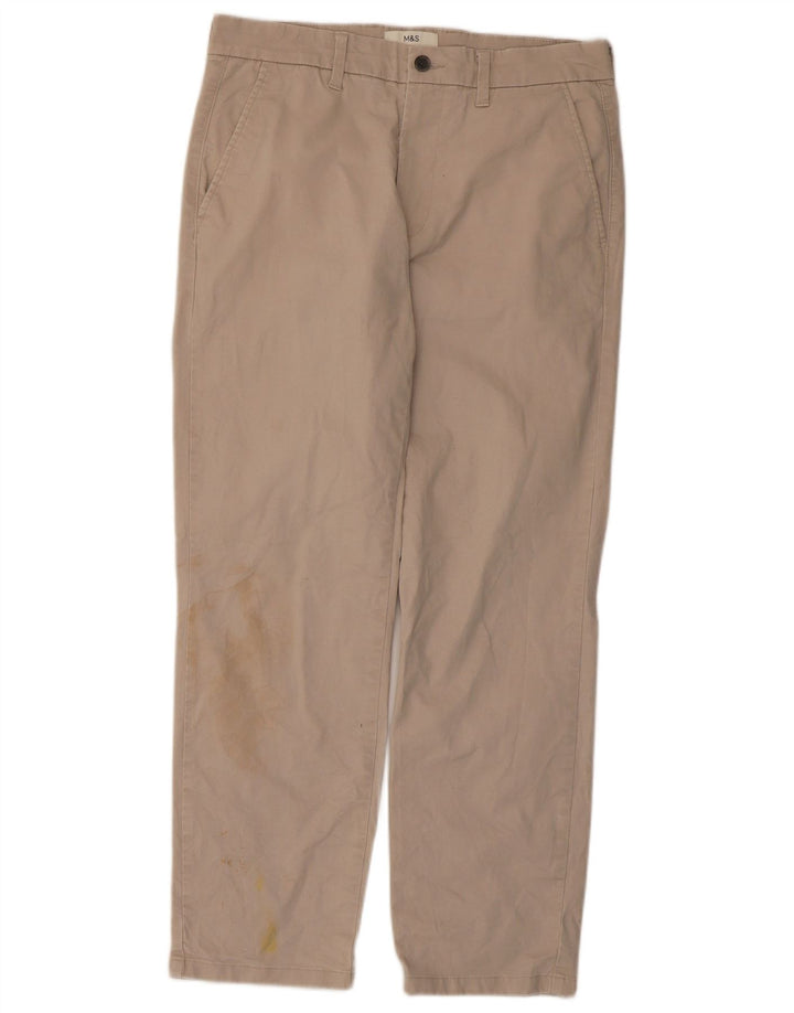 Marks & Spencer Herren-Chinohose mit normaler Passform, W32, L29, Beige, Baumwolle