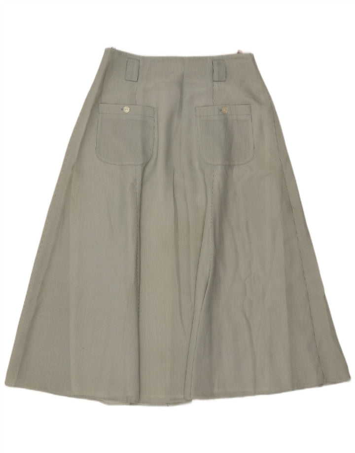 Vintage Damen ausgestellter Rock IT 46 Groß W30 Grün gestreift Polyester