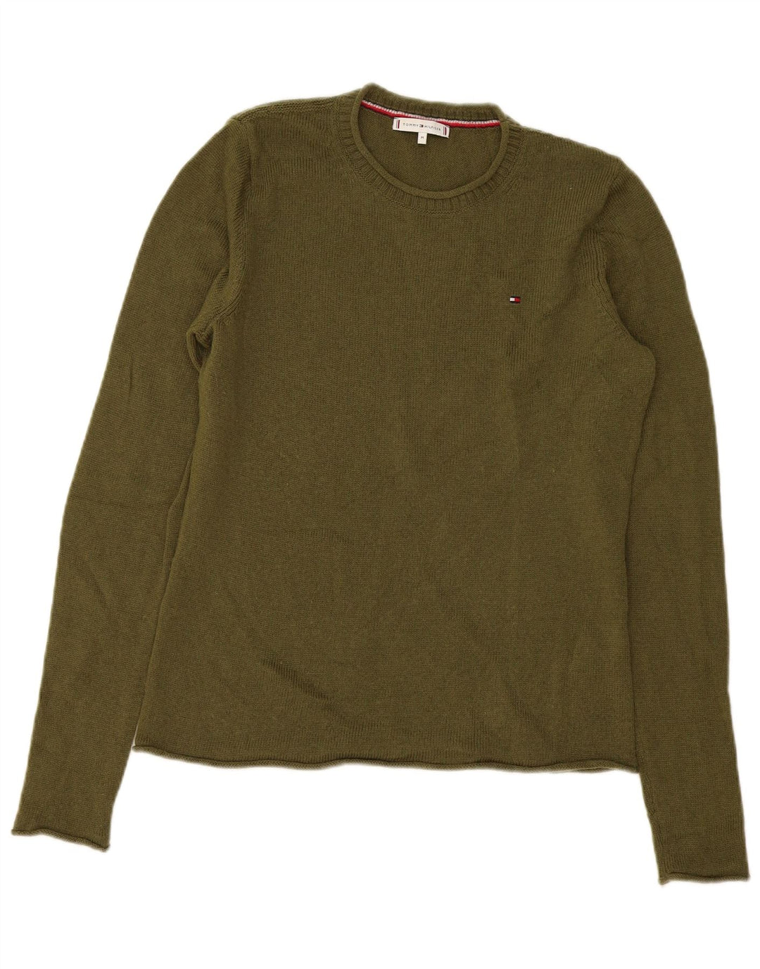 Tommy Hilfiger Damen-Pullover mit Rundhalsausschnitt, UK 12, mittlere Khaki-Wolle