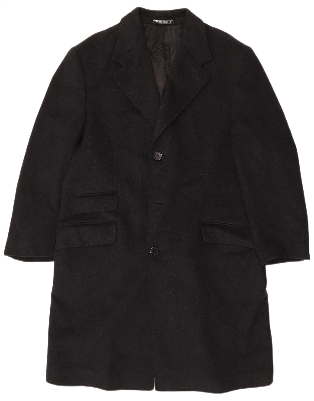 VINTAGE Herren Chesterfield Mantel IT 54 2XL Schwarze Wolle