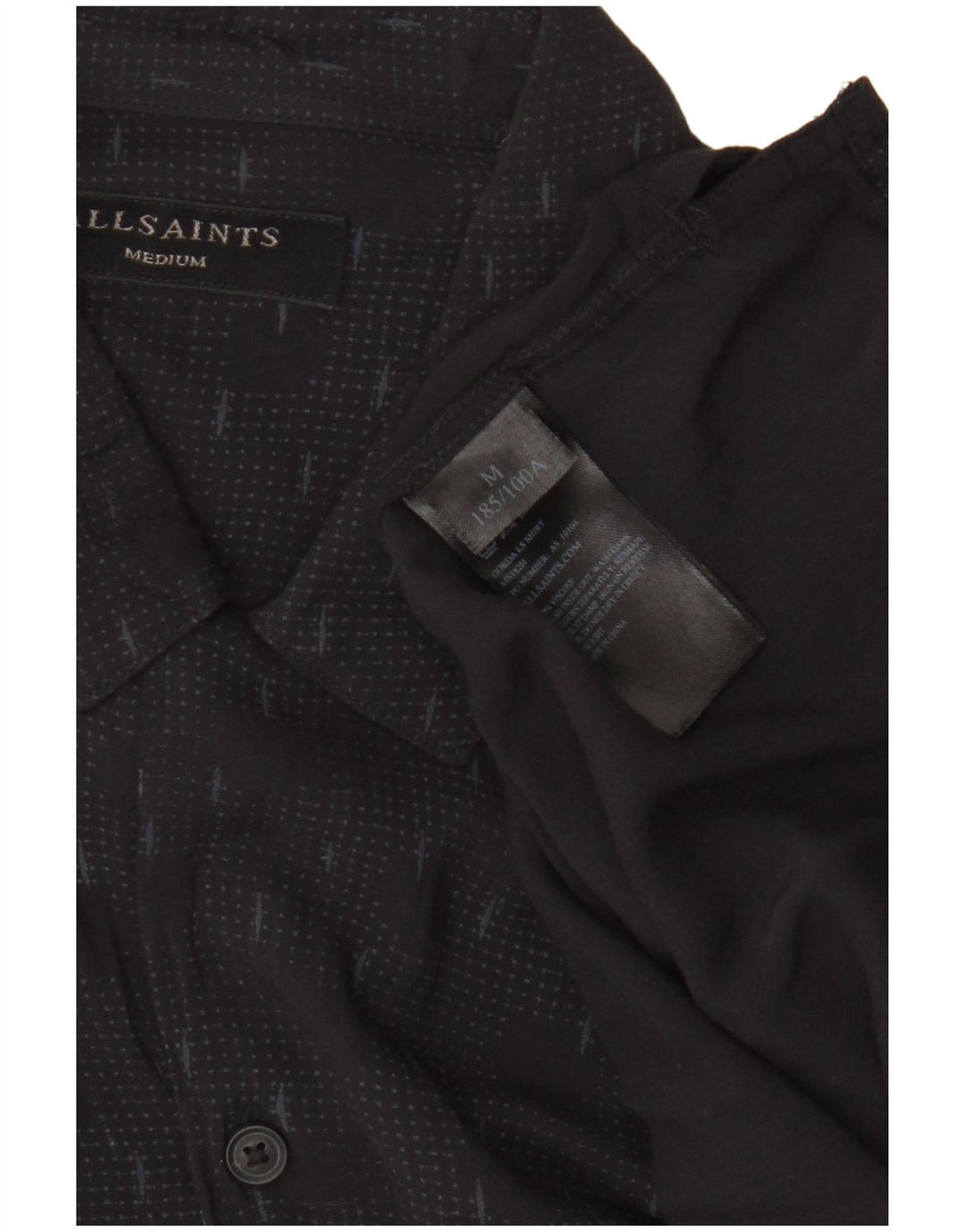 All Saints Herrenhemd Mittelschwarze geometrische Viskose