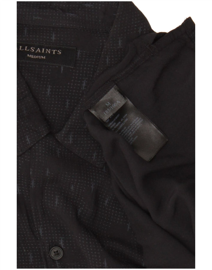 All Saints Herrenhemd Mittelschwarze geometrische Viskose