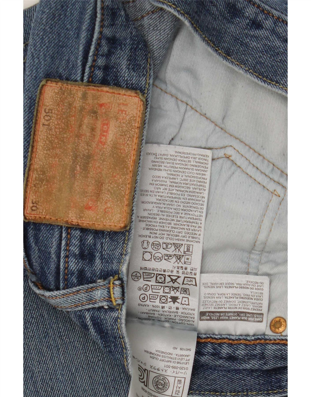 Levi's Herren 501 Straight Jeans W30 L30 Blaue Baumwolle