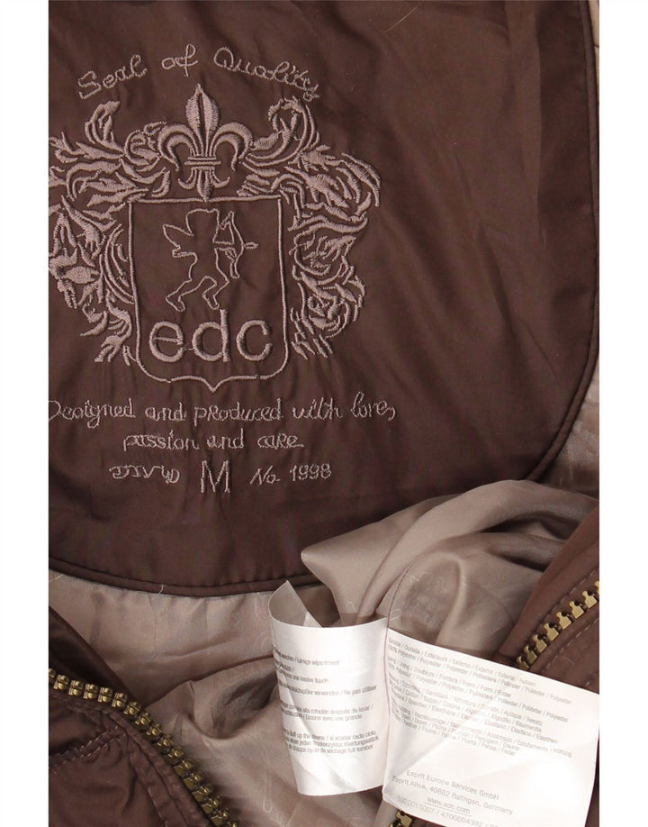 EDC Wattierter Damenmantel mit Kapuze, UK 14, Mittelbraun, Polyester