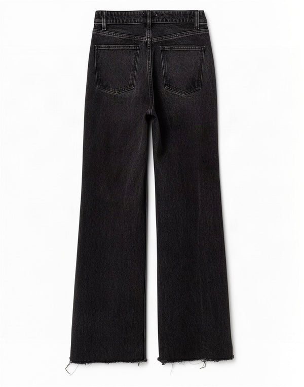 Zara Damen High Rise Distressed Wide Leg Jeans EU 38 Small W28 L33 Grau
