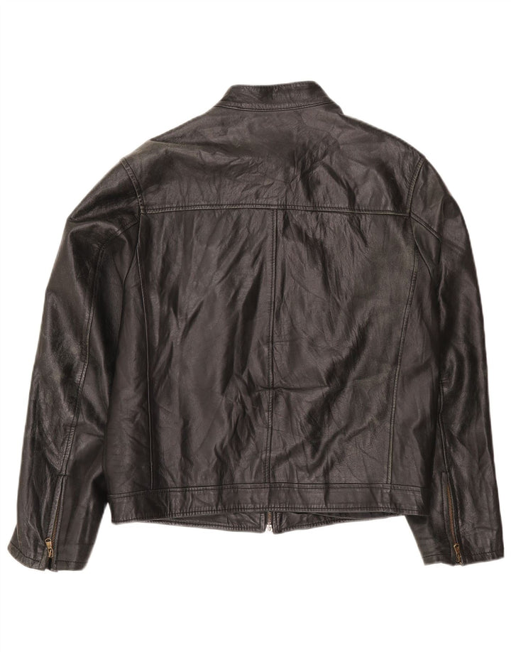 Vintage Herren Lederjacke IT 48 Mittelschwarzes Leder