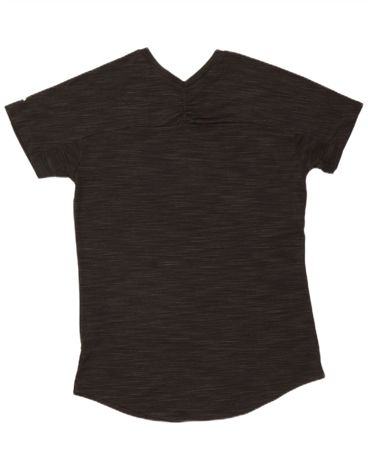 Adidas Damen Grafik-T-Shirt-Oberteil UK 12/14 Mittelgrau meliertes Polyester