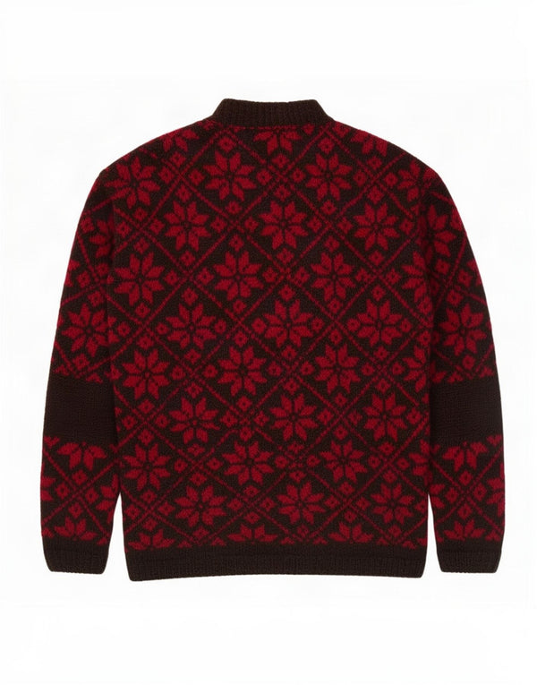 Vintage Damen Rollkragenpullover Pullover UK 16 Large Red Fair Isle