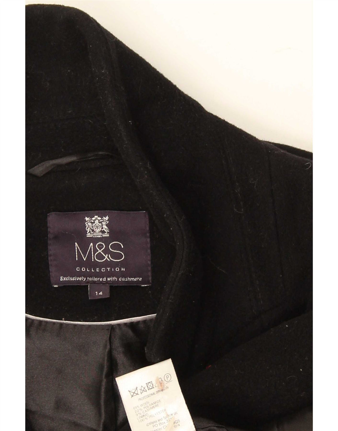 Marks & Spencer Damenmantel UK 14 Große schwarze Wolle