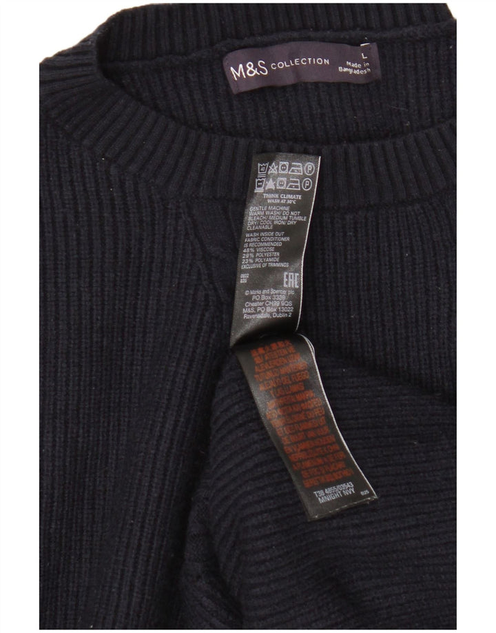 Marks & Spencer Herren-Pullover mit Rundhalsausschnitt, groß, marineblaue Viskose