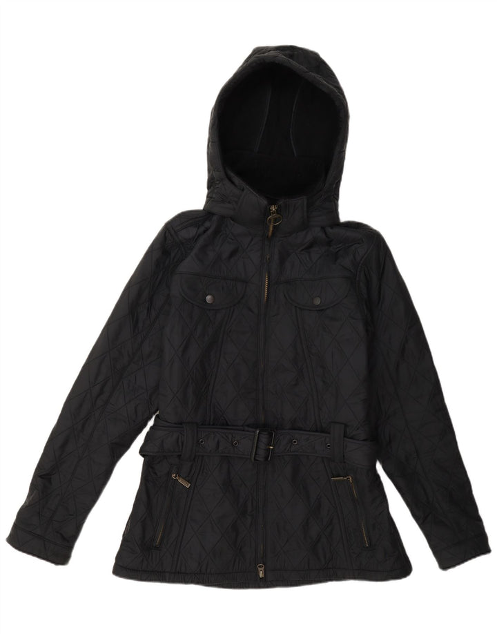 Barbour Damen-Steppjacke mit Kapuze, UK 12, mittelgraues Polyamid