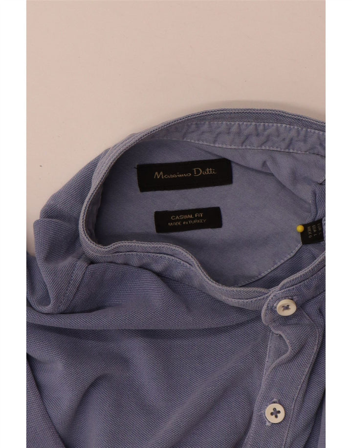 Massimo Dutti Herren-Poloshirt mit lässiger Passform, Größe L, Blau