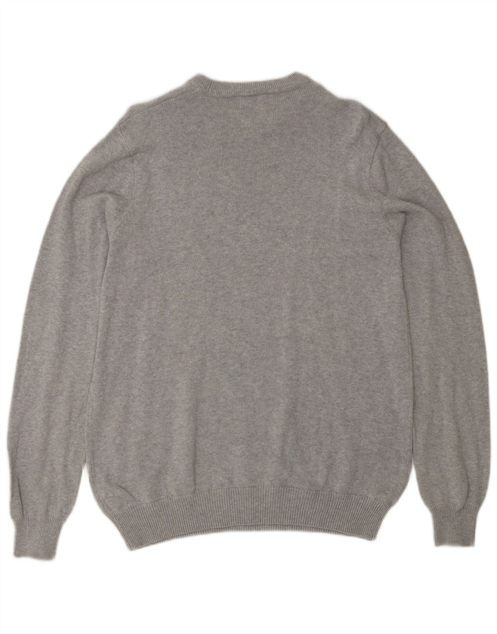 Marks & Spencer Herren-Pullover mit Rundhalsausschnitt, mittelgraue Baumwolle