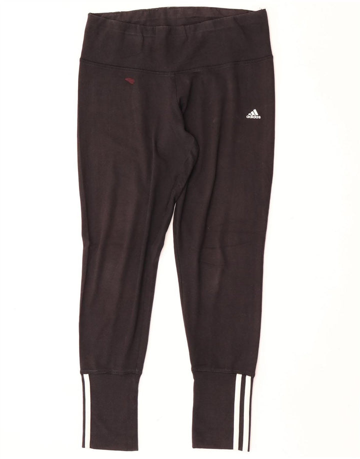 Adidas Damen Leggings UK 12/14 Mittelschwarze Baumwolle