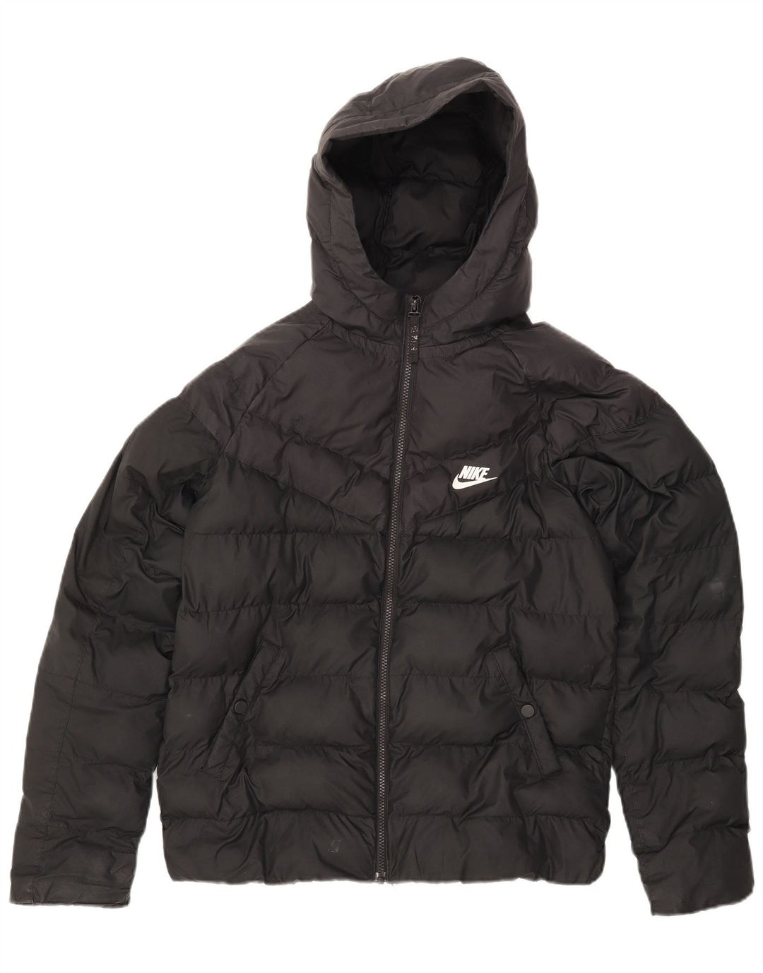 Nike Wattierte Jacke mit Kapuze für Jungen, 13–14 Jahre, XL, schwarzes Polyester