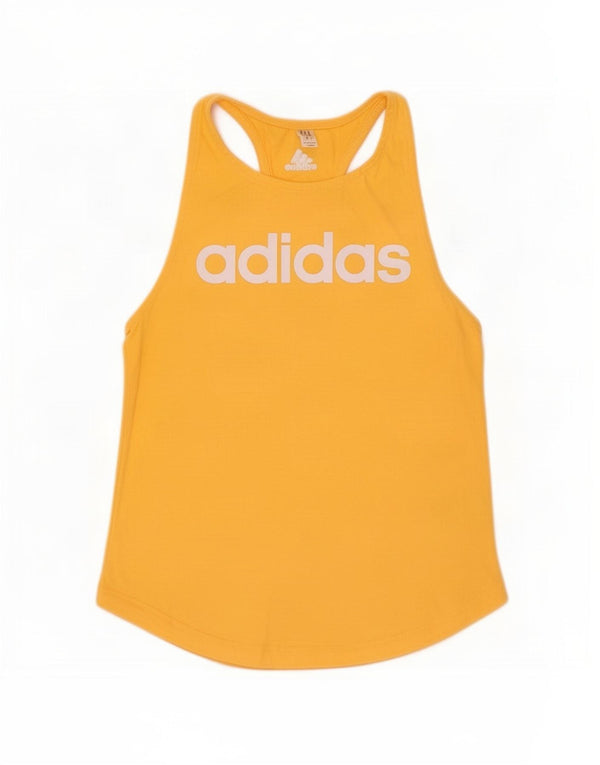 Adidas Womens Graphic Vest Top UK 4/6 XS Yellow Cotton
