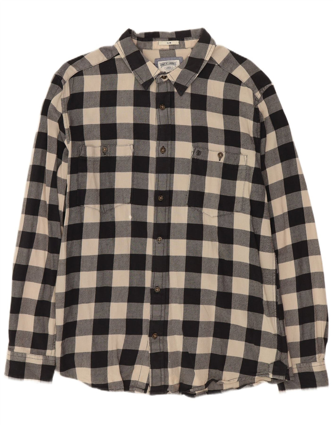 WRANGLER Slim Flanellhemd für Herren, XL, schwarz, Gingham-Baumwolle