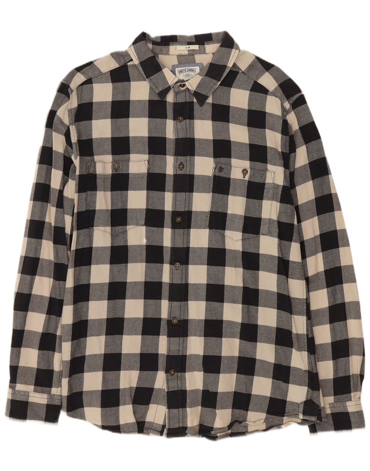 WRANGLER Slim Flanellhemd für Herren, XL, schwarz, Gingham-Baumwolle