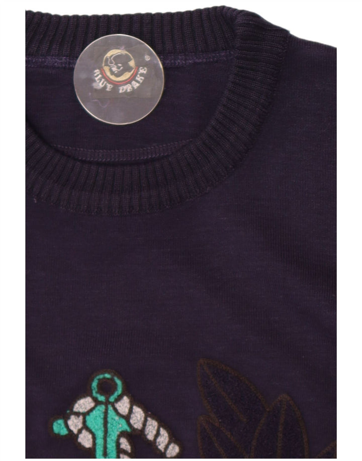 Blue Drake Herren-Pullover mit grafischem Rundhalsausschnitt, Größe L, Marineblau