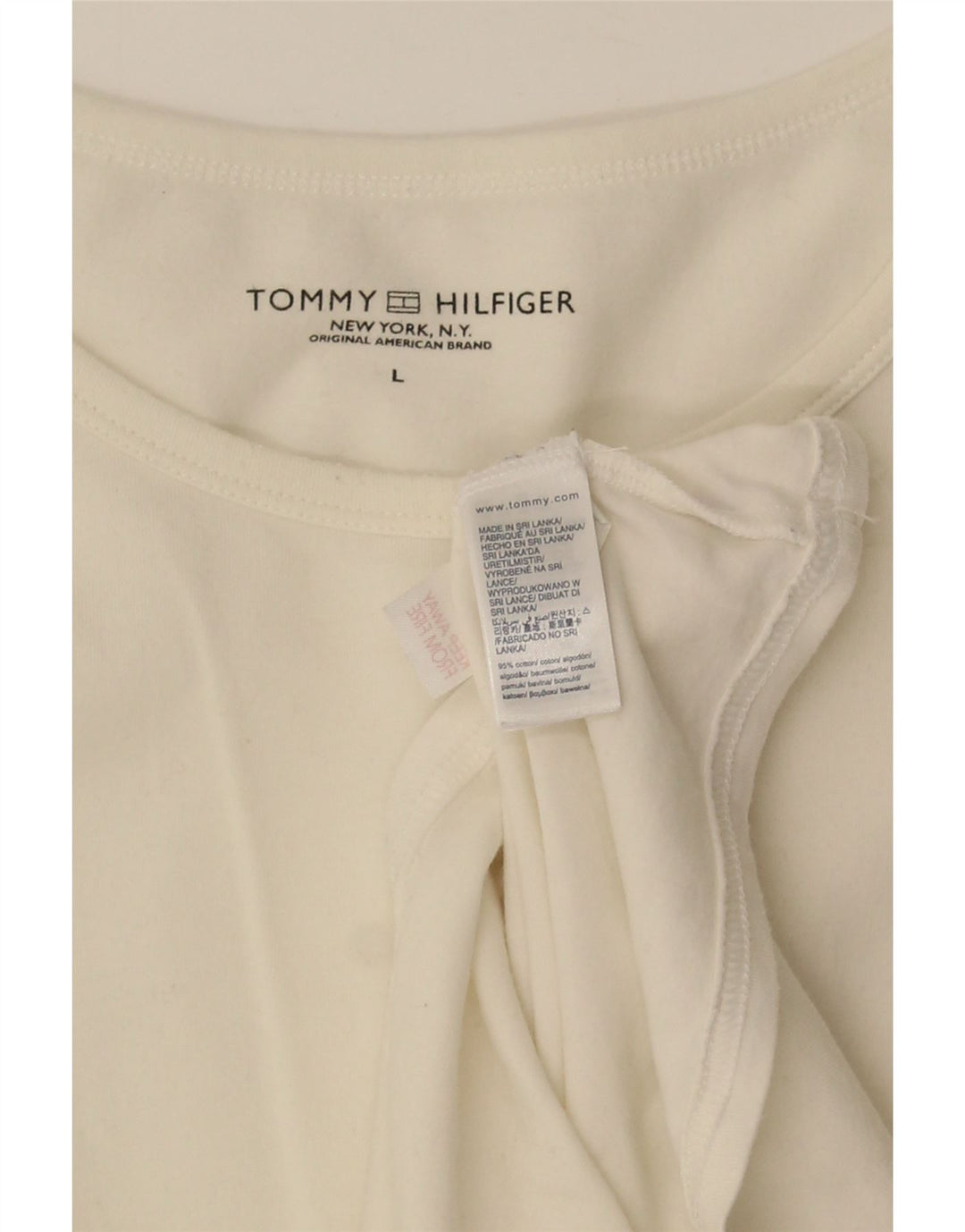 Tommy Hilfiger Herren T-Shirt Top Large Weiß Baumwolle