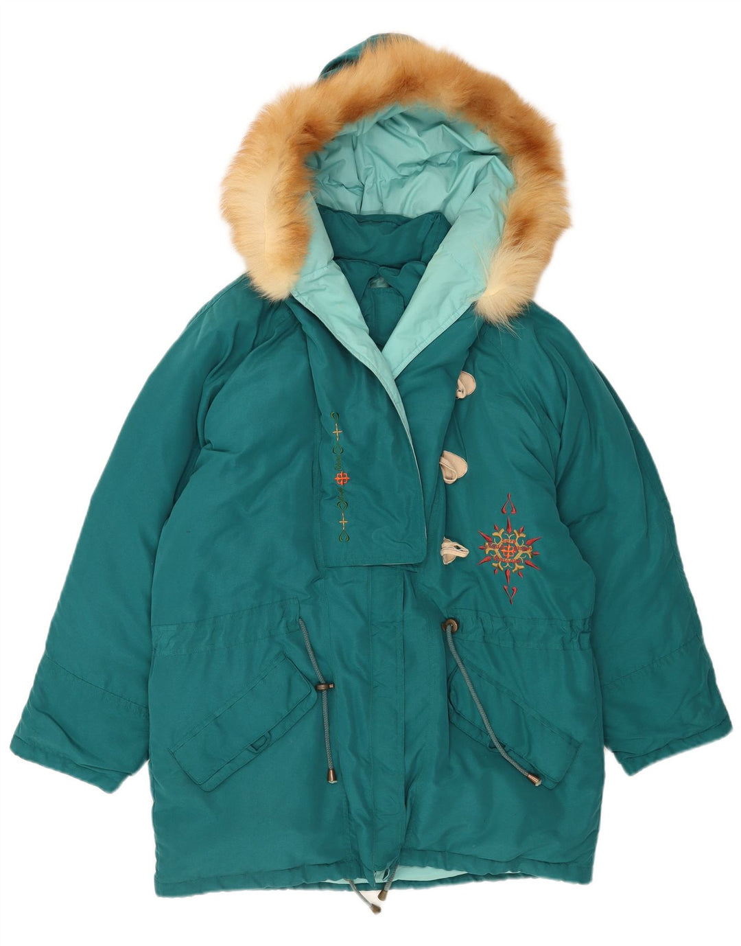 Vintage Damen Kapuzenjacke gepolstert UK 18 XL Blau Polyester