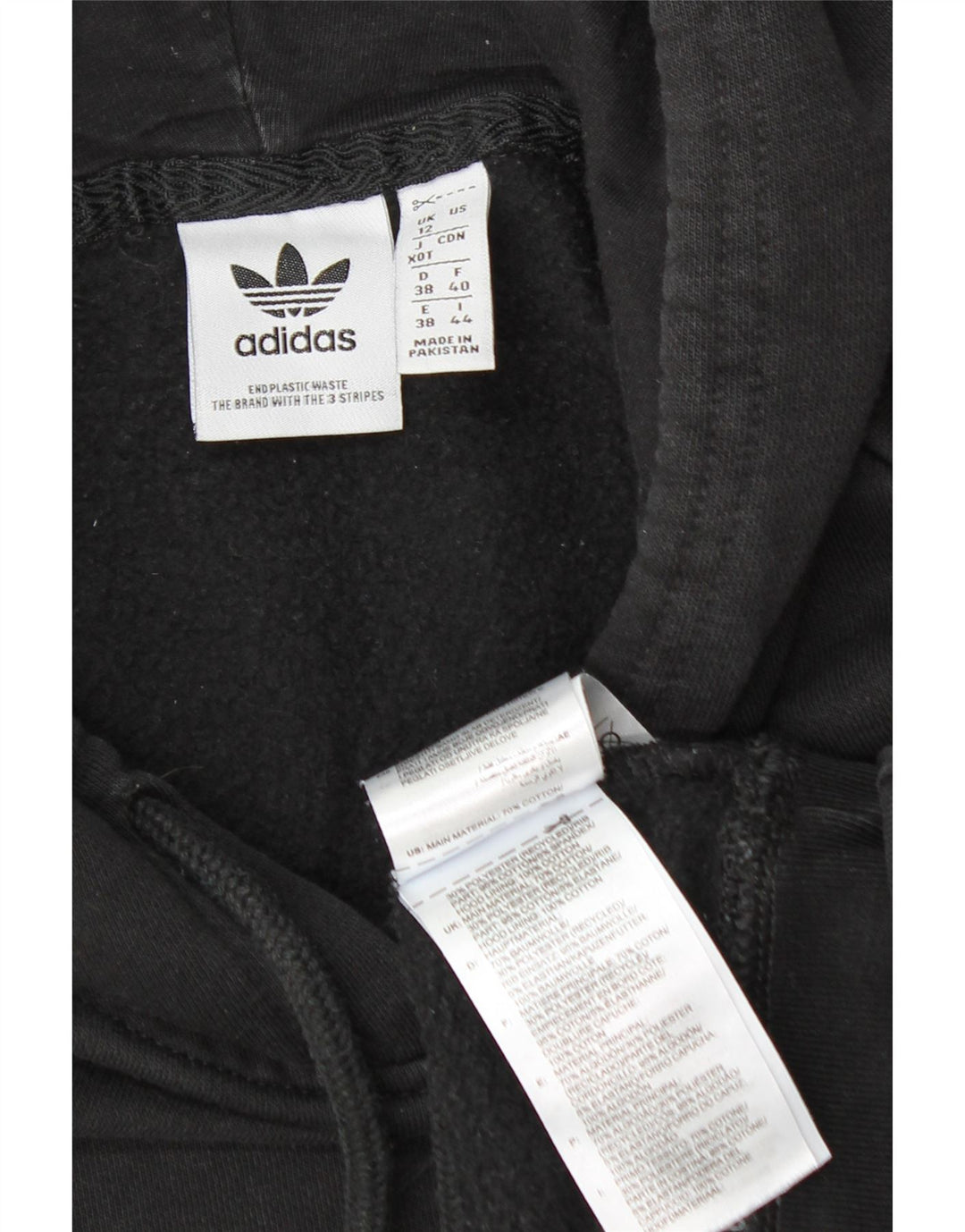 Adidas Damen Übergroßer Kapuzenpullover UK 12 Mittelschwarze Baumwolle