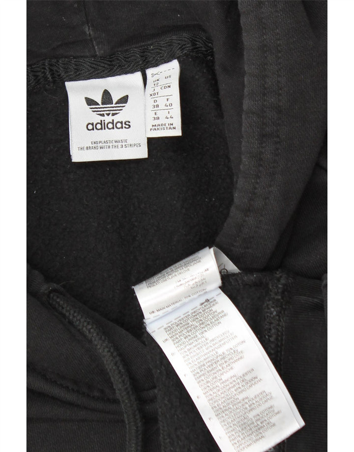 Adidas Damen Übergroßer Kapuzenpullover UK 12 Mittelschwarze Baumwolle