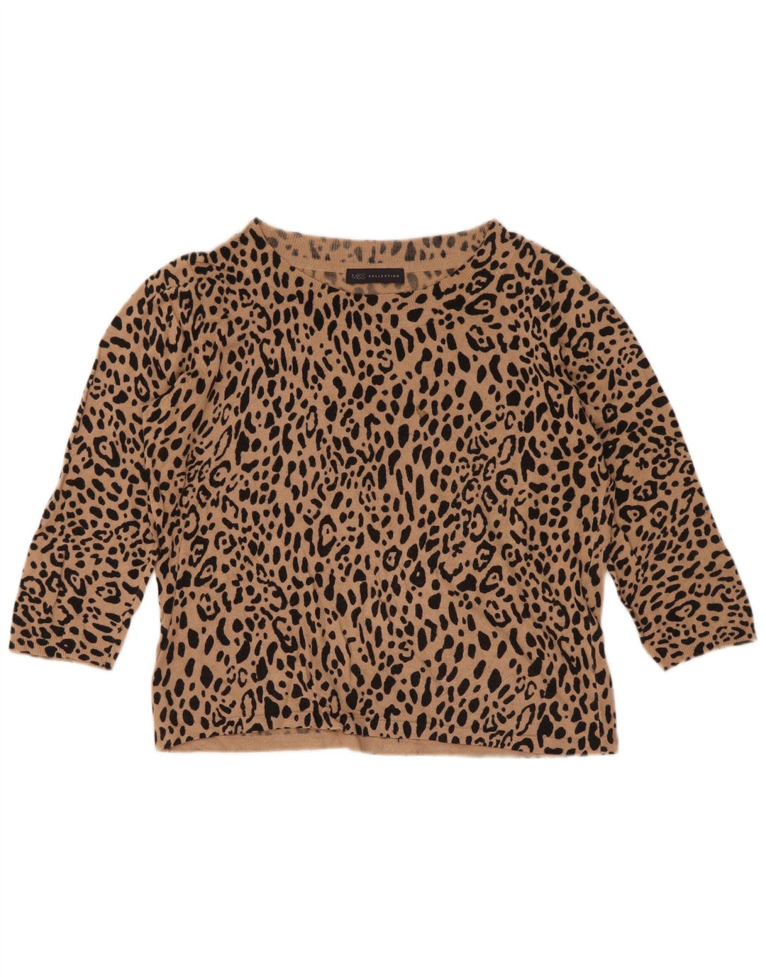Marks & Spencer Damen Crop Crew Neck Pullover Pullover UK 12 Mittelbraun