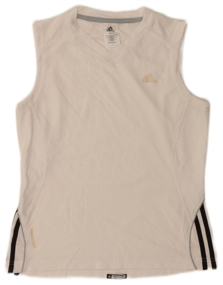 Adidas Damen Weste Top UK 10 Small Weiß Polyester